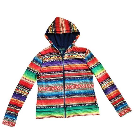 Ralph Lauren LRL Hoodie Womens  Small Serape Aztec Full Zip - Picture 2 of 4